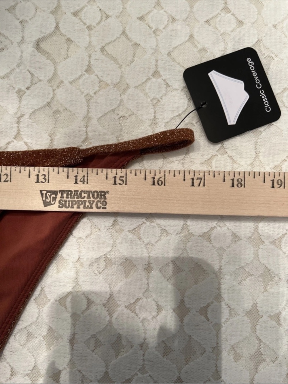 LOVE & SPORTS L 12-14 Metallic Cinnamon Classic Side Tab Bikini Bottom NEW TAG - Picture 13 of 16